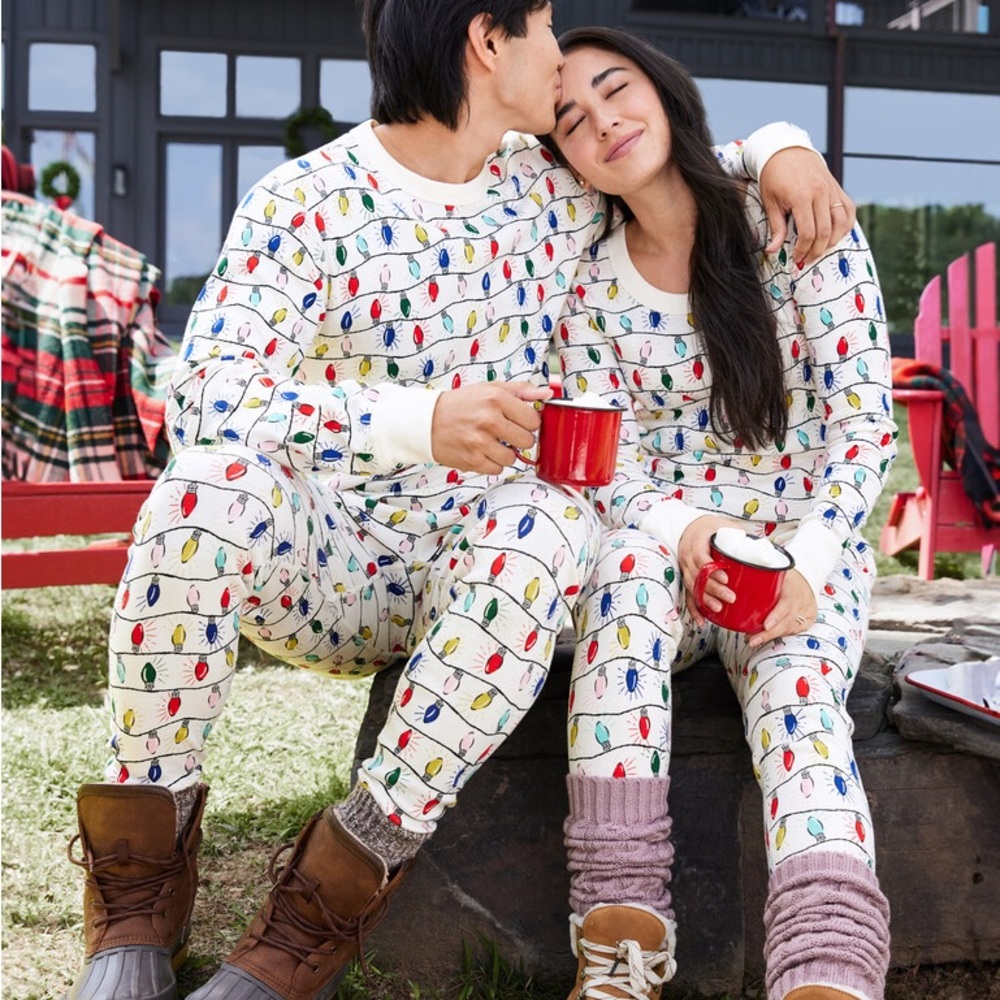 Hanna Andersson Women’s Bright Bulbs Holiday Jammies set XL